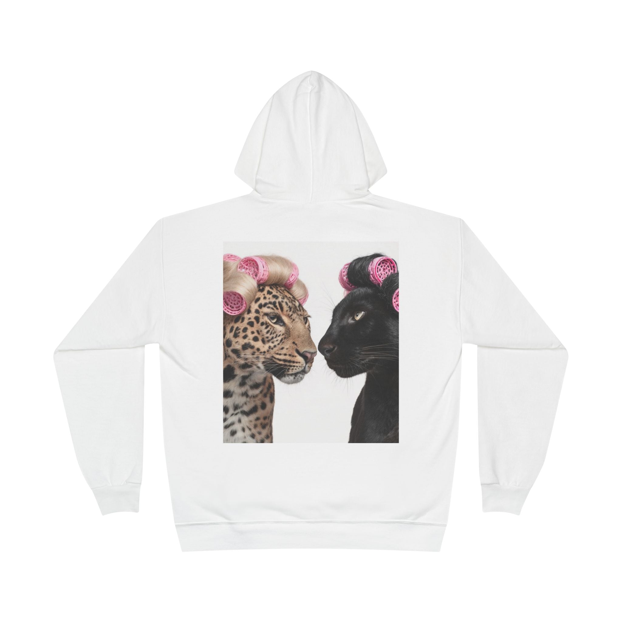 Hoodie — "STRGIRL" Front with Leopard & Panther in Pink Rollers Graphic Back